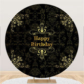 Lofaris Circle Black Yellow Flower Happy Birthday Backdrop